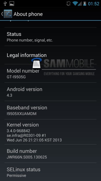 Galaxy S4 Google Edition Android 4.3