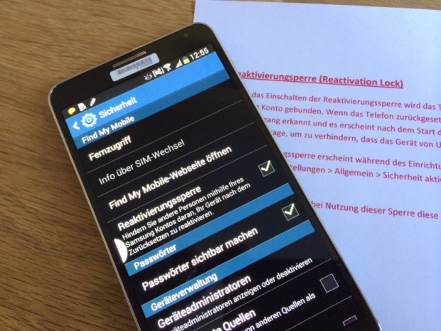 reaktivierung note 3