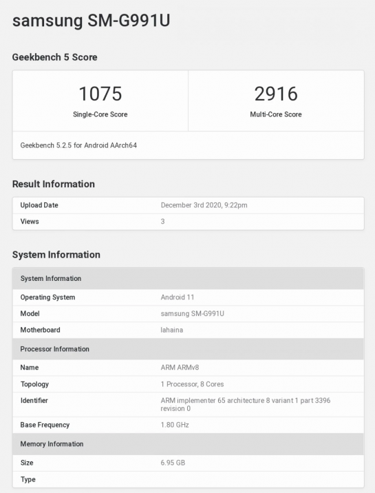 galaxy s21 geekbench 5